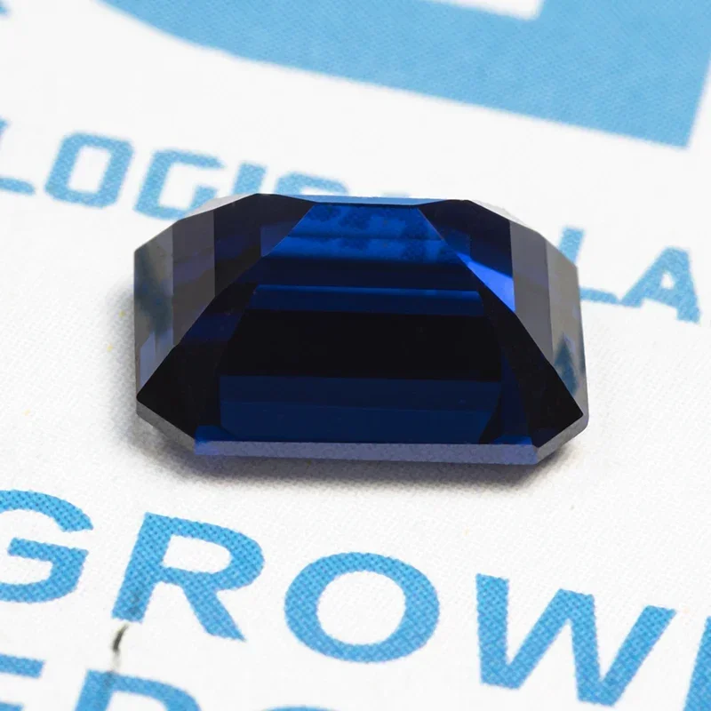 Lab Grown Sapphire Emerald Shape Royal Blue VVS1 Gemstone for Charms Diy Jewelry Making Ring Pendant Selectable  AGL Certificate