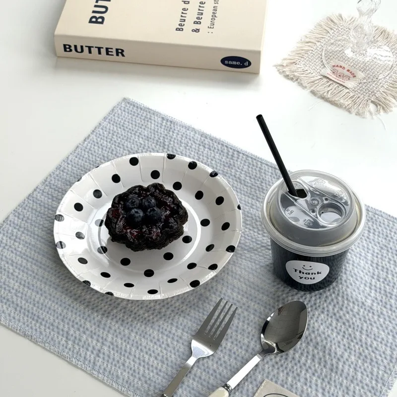 INS-style Textured Napkin, Korean-style Plaid and Striped Placemat, Dessert and Food Decoration, Background Cloth and Prop