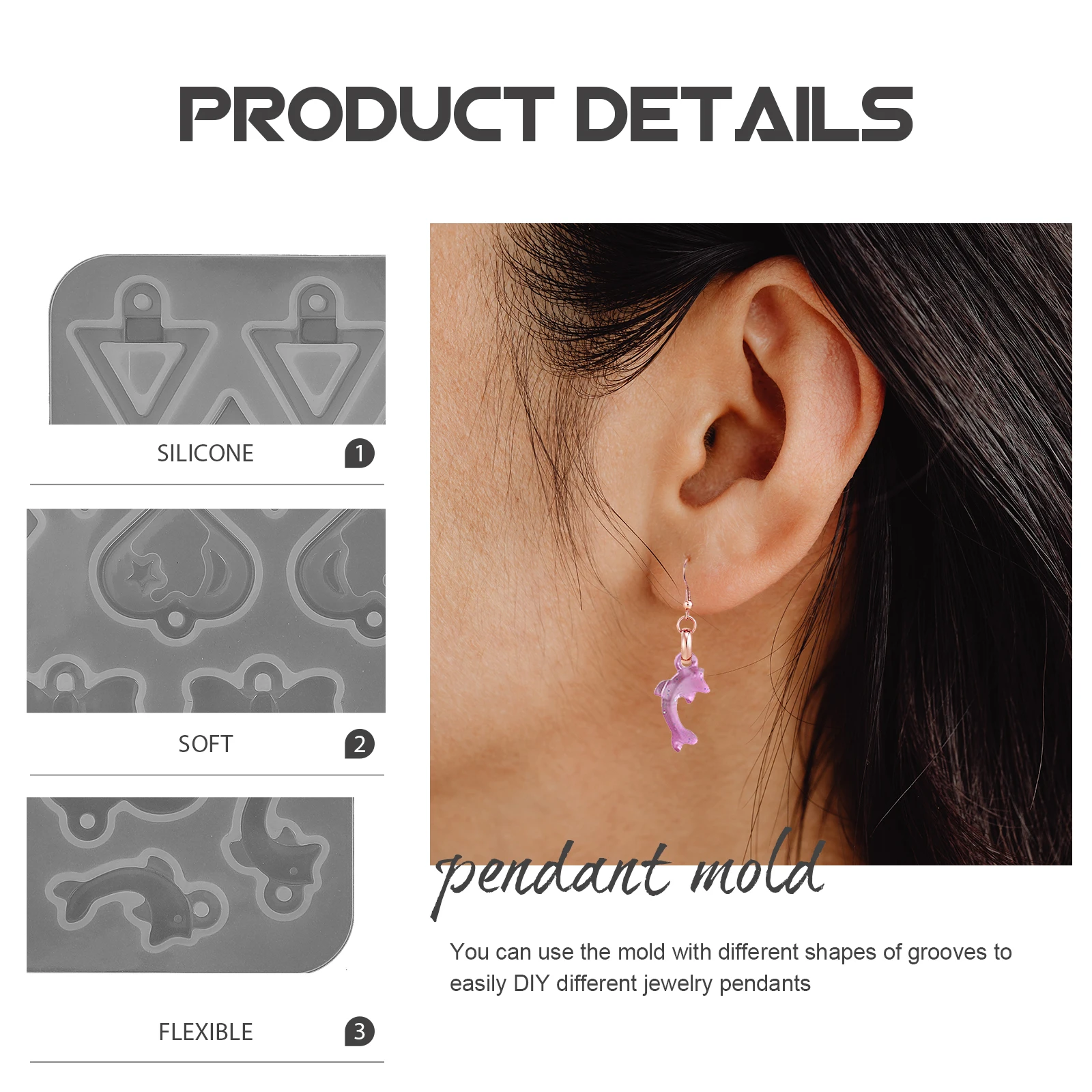 

Earring Mold Time-saving Silicone Molds Epoxy Resin Pendant Diy Jewelry Silica Gel