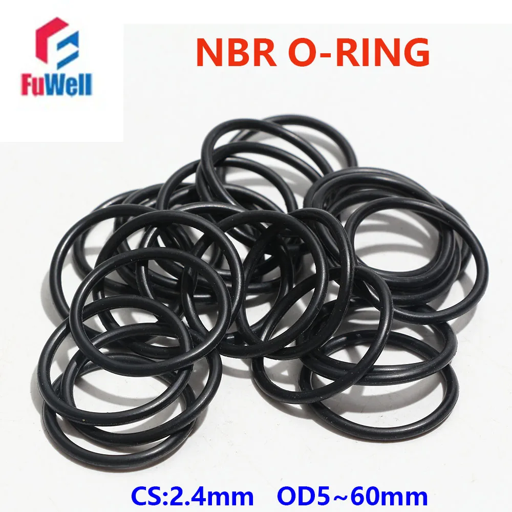Fuwell 10/50pcs NBR rubber gasket sealing ring waterproof gasket Oil resistant oring sealing shock-absorbing CS 2.4mm OD 6~60mm