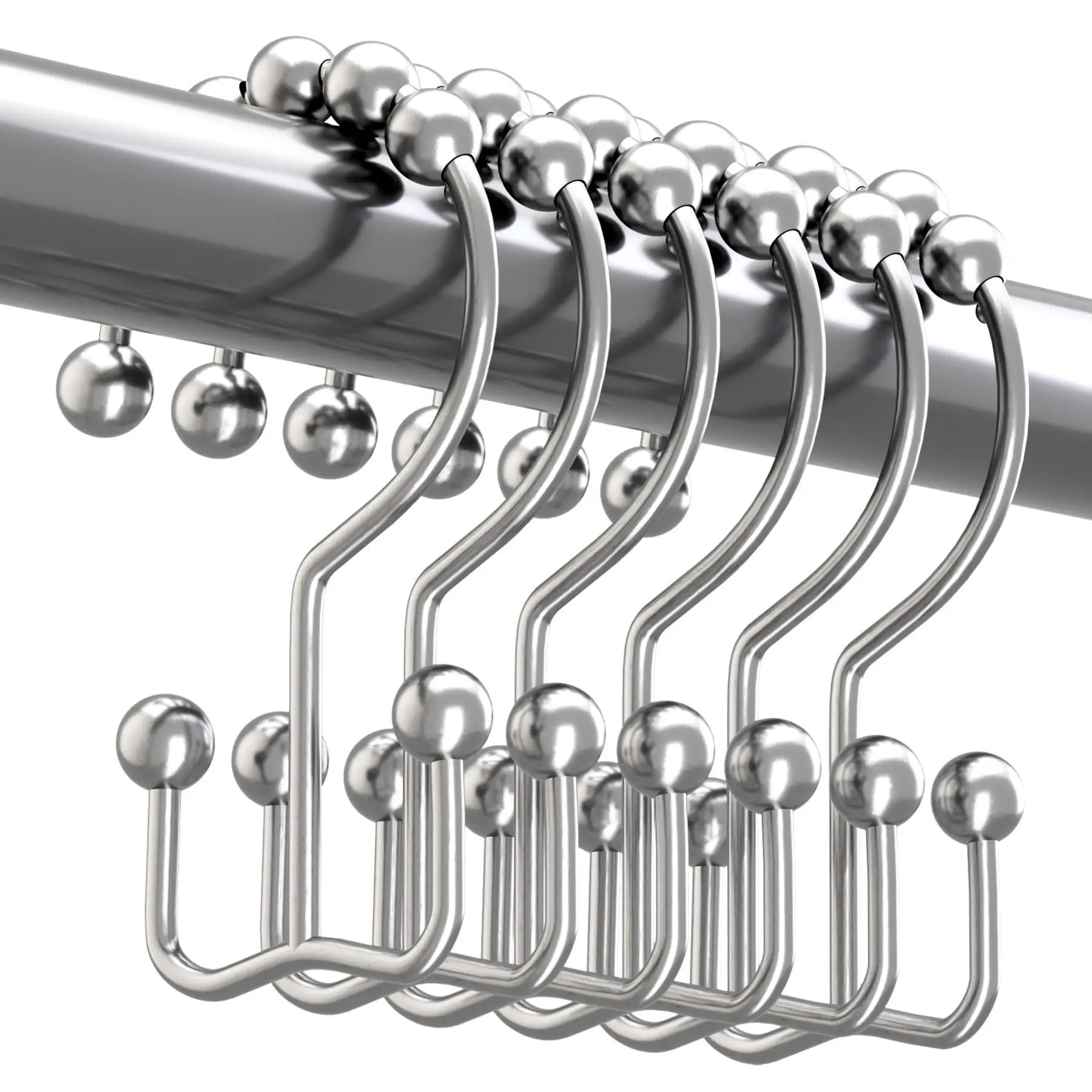 

Shower Curtain Hooks 12Pcs Set Rustproof Stainless Steel Shower Curtain Hooks for Bathroom Sliding Double Shower Hooks