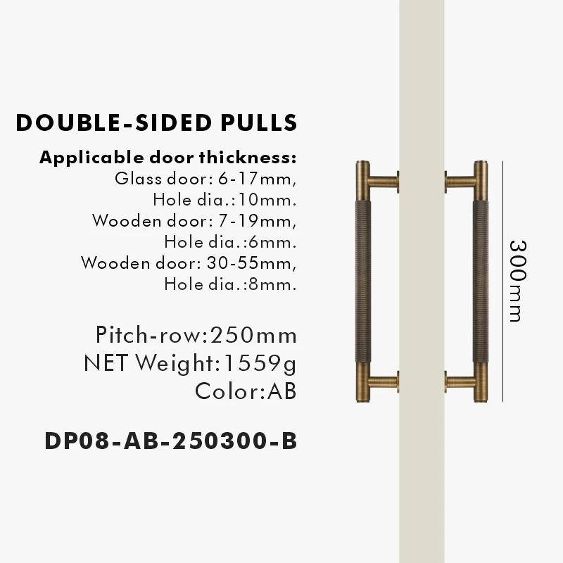 Nurlin Messing Deur Dubbel Enkelzijdig Gekartelde Trekstang Houten Poort Glazen Deur Doucheruimte Keukenapparaat Mat Goud Zwart Brons