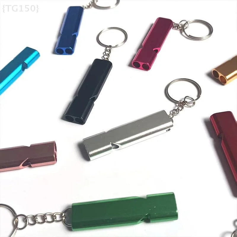 Overlevingsfluitje met dubbele frequentie, plat metalen ontwerp voor buiten wandelen, klimmen, noodgevallen en cheerleading