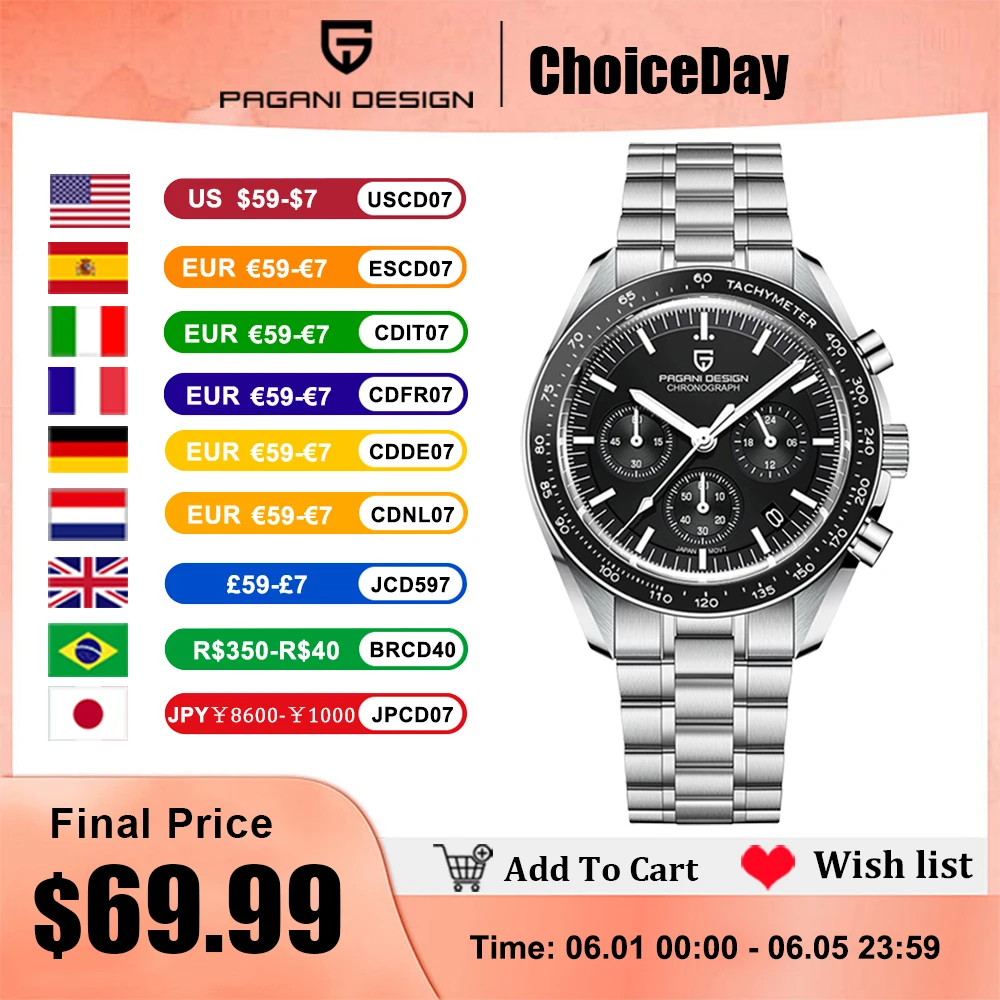 2025 New PAGANI DESIGN Mens Watches Top Brand Luxury Automatic Quartz ...