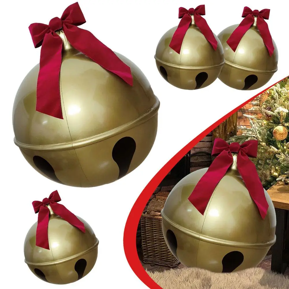 60/45cm Christmas Bell Inflatable Ball Decorate Bell Giant Decorated Jingle Bell Home Garden Ornaments PVC DIY Xmas Tree Bells