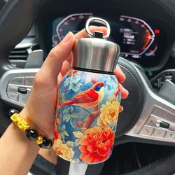 300ML Stainless Steel Mini Small Fat Ding Thermos Cup Carrying Ring Portable Pocket Cup Double Layer Vacuum Student Water Cup