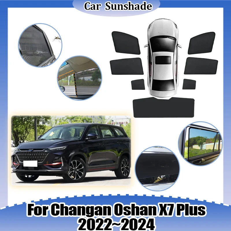 

For Changan Oshan X7 Plus 2022 2023 2024 Sun Visor Window UV Protection Cover Mesh Sunshade Privacy Curtains Auto Accessories