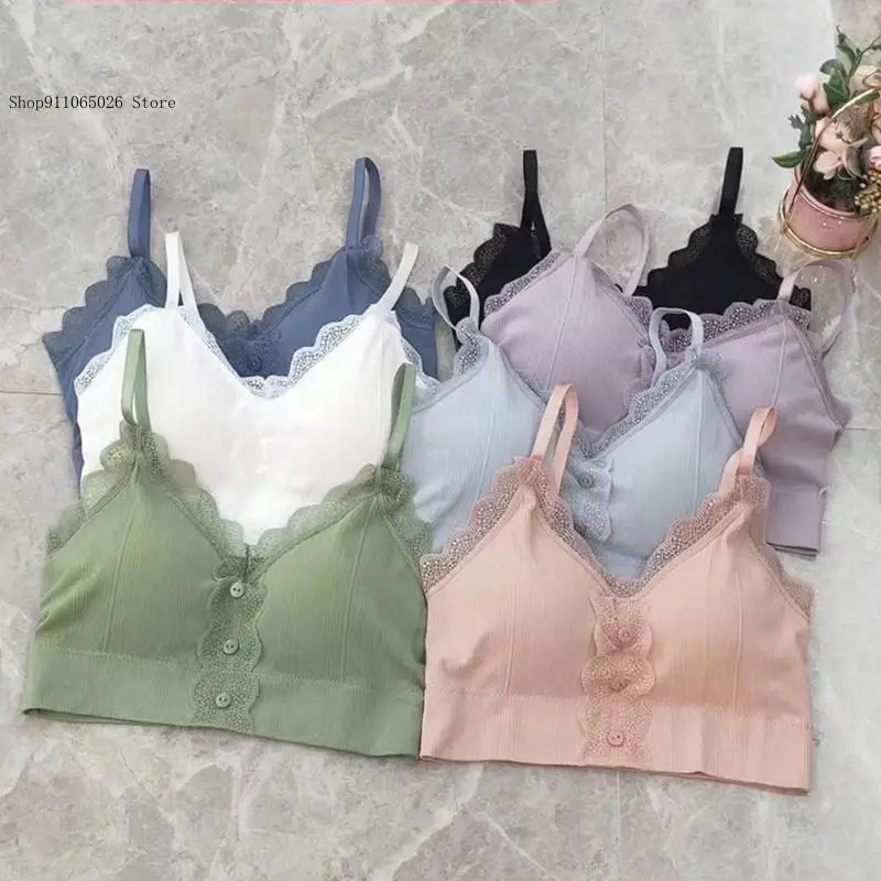 Summer and Autumn Sexy Latex Pads Lace Back Strapless Wrapped Chest Less Base Camisole Bra Lingerie for Women