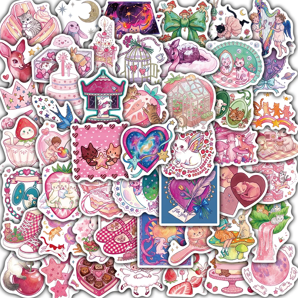 50PCS Fairy Tale in Pastel Colors Sticker Waterproof Cartoon Laptop Graffiti Aesthetic Suitcase Luggage Phone Motorcycle Sticker