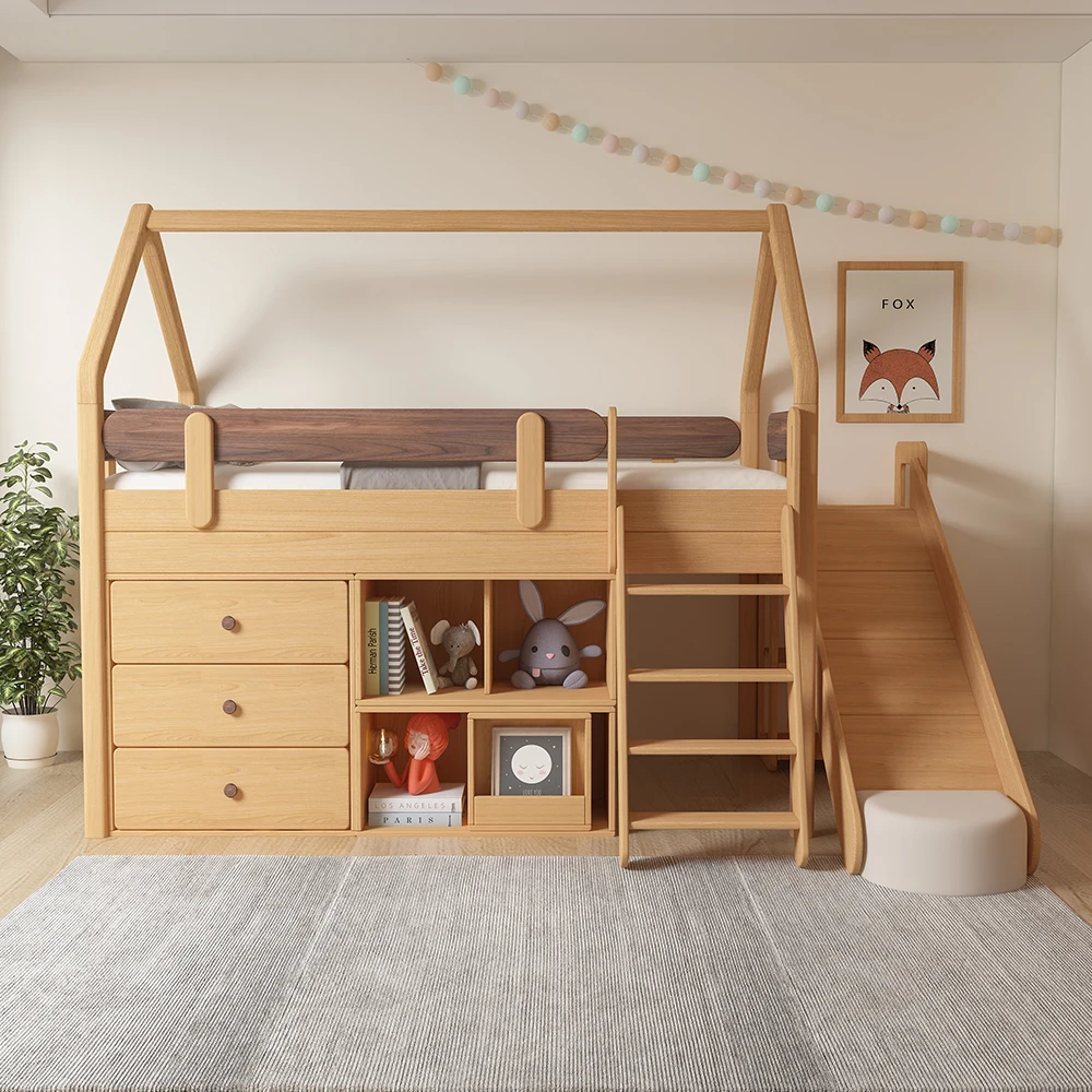 All-solid wood children's bunk bed Nordic beech bunk bed children's bedroom children's bunk bed mother bed