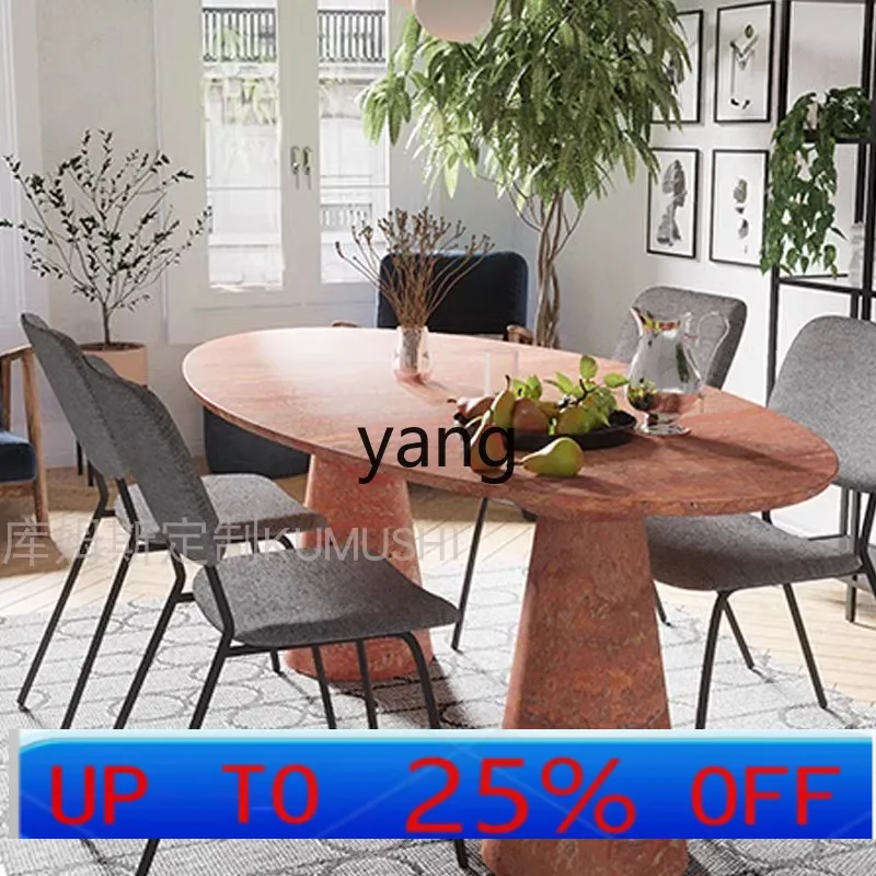 Lmm natural marble oval dining table modern minimalist marble