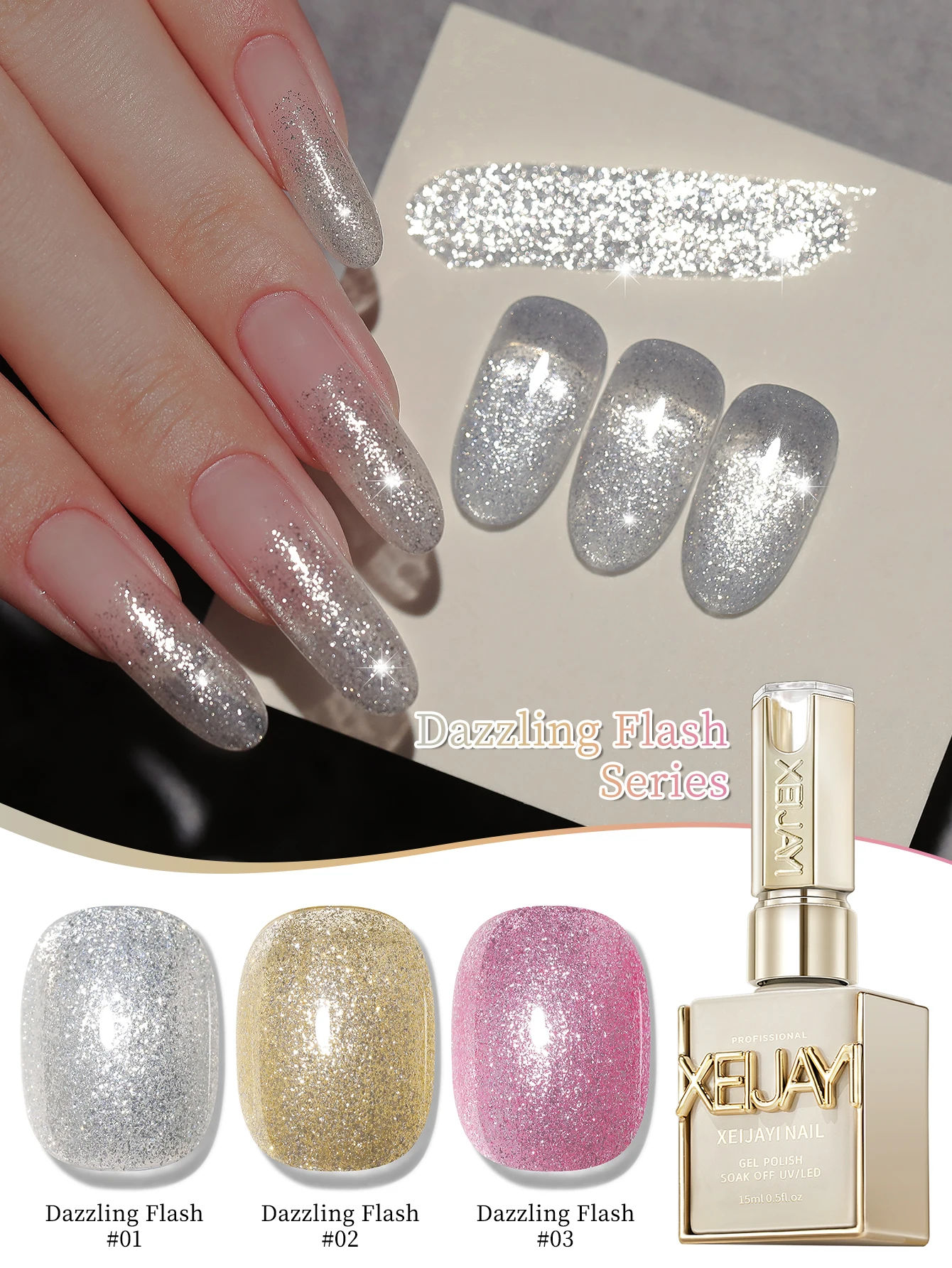 XEIJAYI 15ML clignotant sauvage paillettes Gel pour ongles Semi Permanent Nail Art trempage UV LED Salon de manucure bricolage Salon de manucure Gel