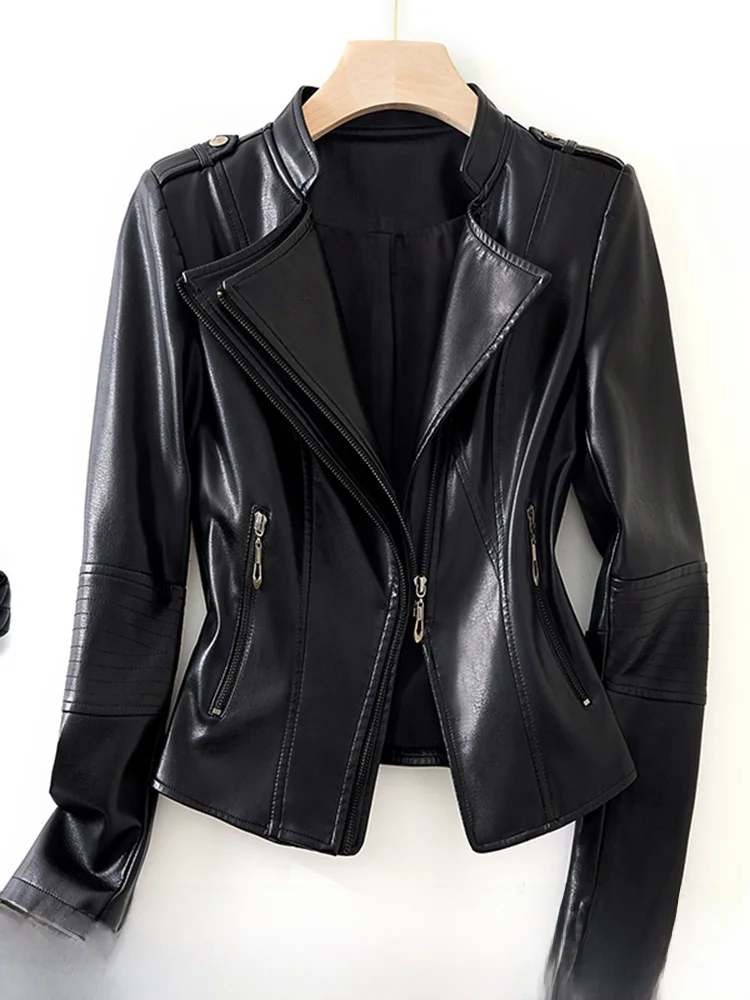 痩身効果のある本物の牛革バイカージャケット レディース オルト スプリング 秋 新作 ファッション アウターウェア コート