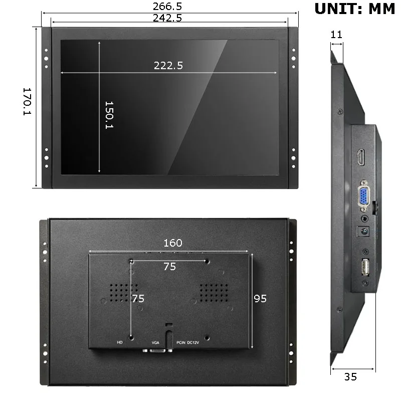 10.5 بوصة 1920*1280 إطار مفتوح شاشة صناعية بالسعة شاشة تعمل باللمس شاشة LCD مع واجهة VGA HDMI USB