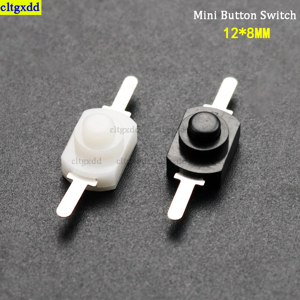 Cltgxdd 10piece/batch DC 1A/30V 12 * 8mm Balck/white 2-pin mini button switch 12x8mm for flashlight self-locking switch