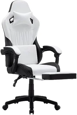 Gaming, Office Chair High Back Computer Leather Desk Chair Racing Executive Ergonomic Adjustable Chair with Headrest