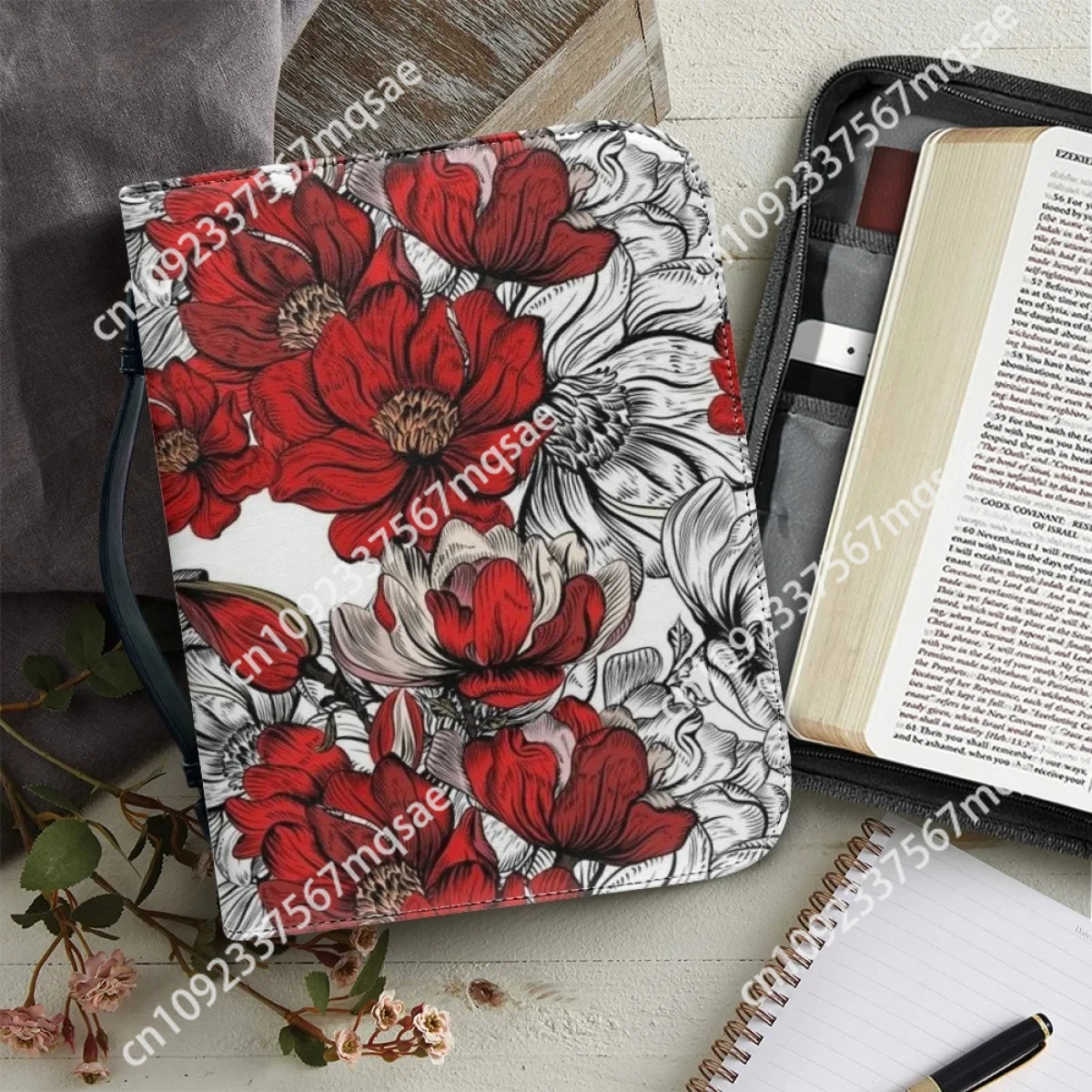 

Christianity Church Bible Study Book Holy Storage Boxes Fashion New Art Floral Pattern Print Bible Cover Case Women's Bible Bag