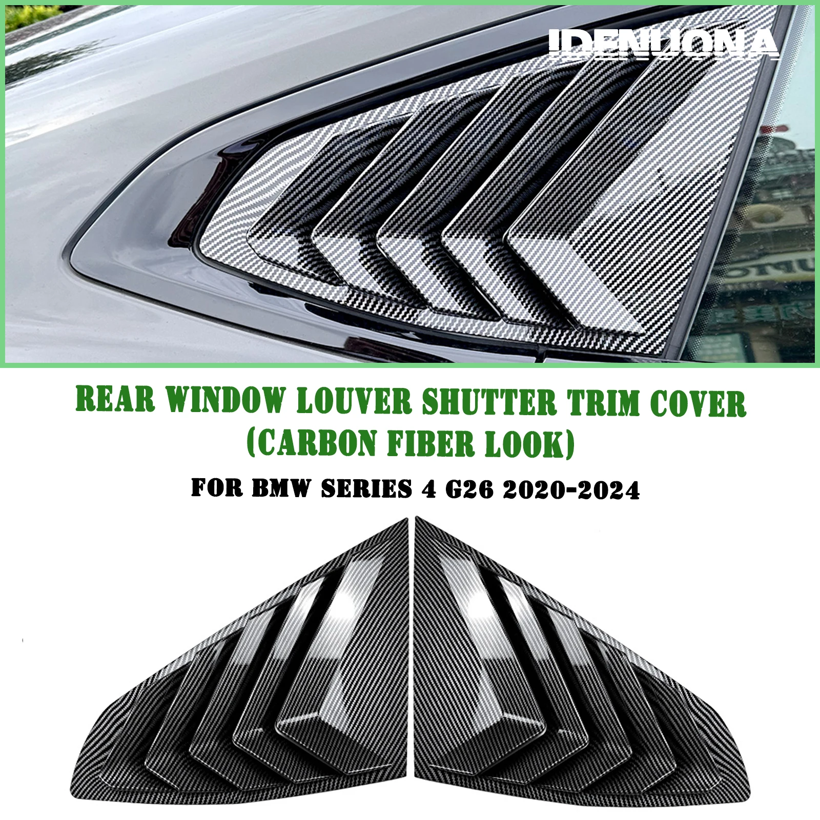 

For BMW 4 Series G26 4 Door 2020-2024 Exterior Rear Side Window Louver Shutter Trims Tail Windshield Sunshade Shade Blind Cover