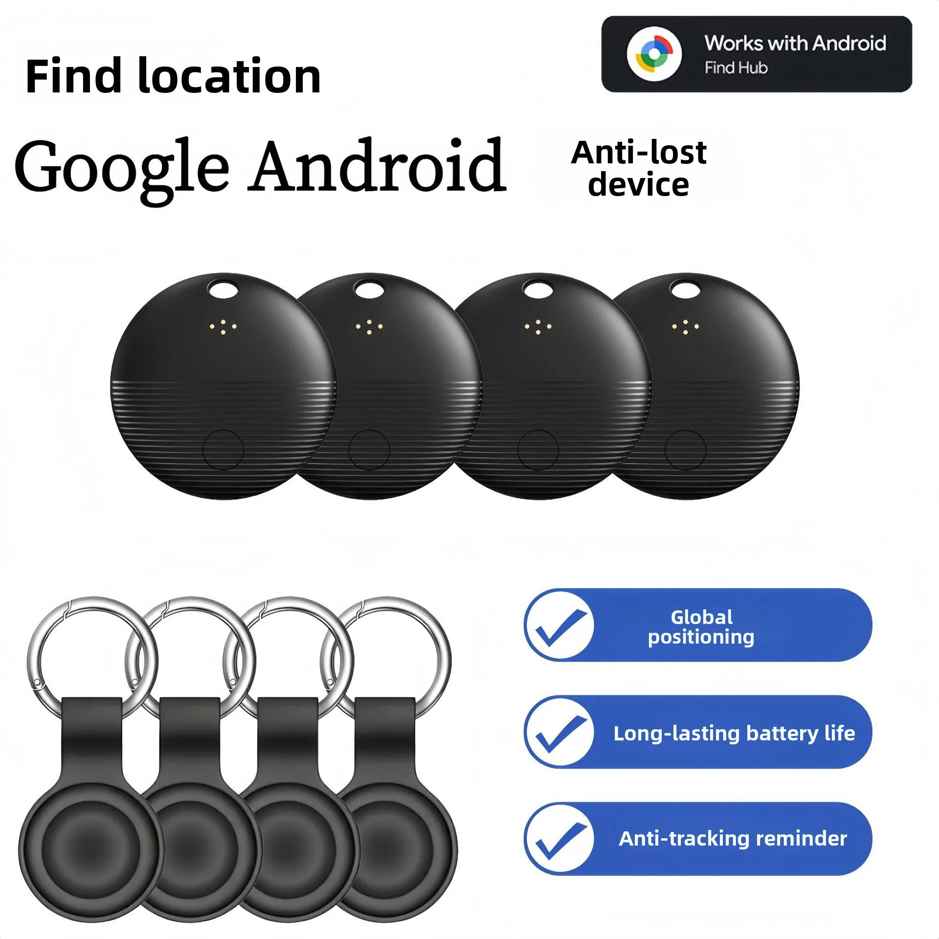 Google Certified Global GPS Tracker,Smart Tag Anti-lost Device,S20 Round Android Find My, Airtag Google Location Tracker Itag