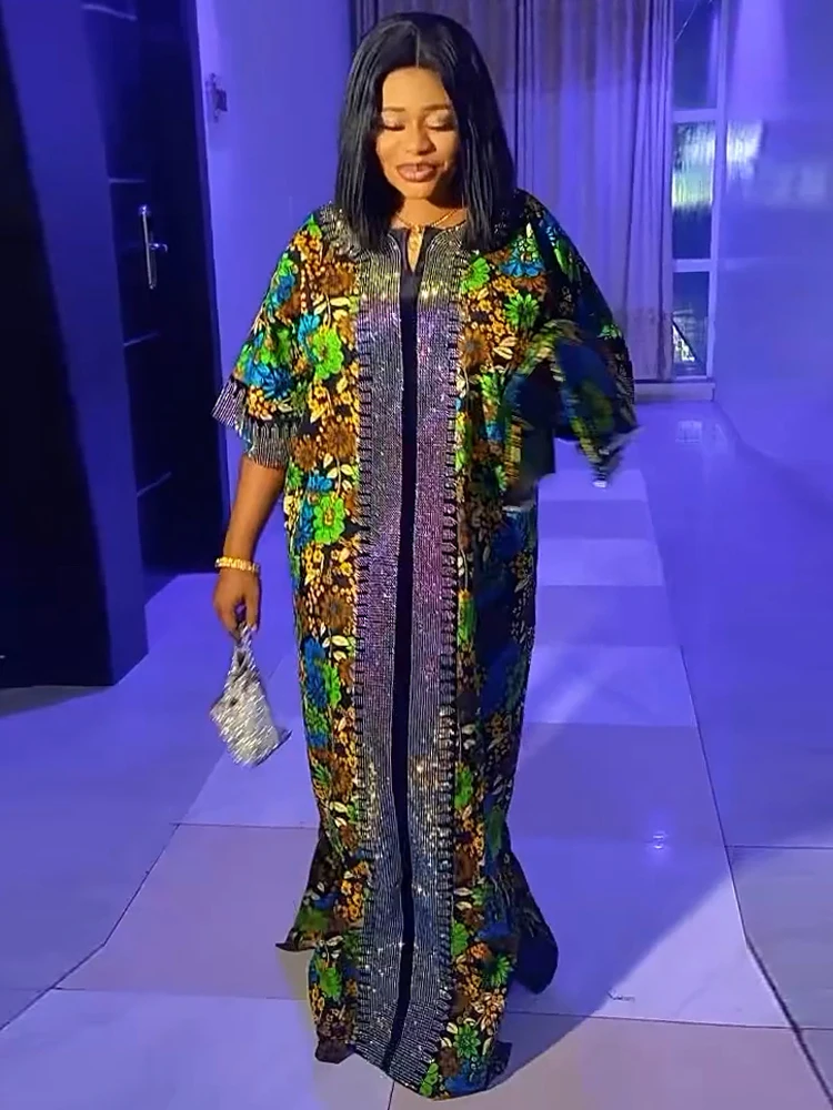 

African Traditional Wax Dresses For Women Ankara Dashiki Print Maxi Robe Wedding Party Luxury Evening Gown Dubai Muslim Abayas