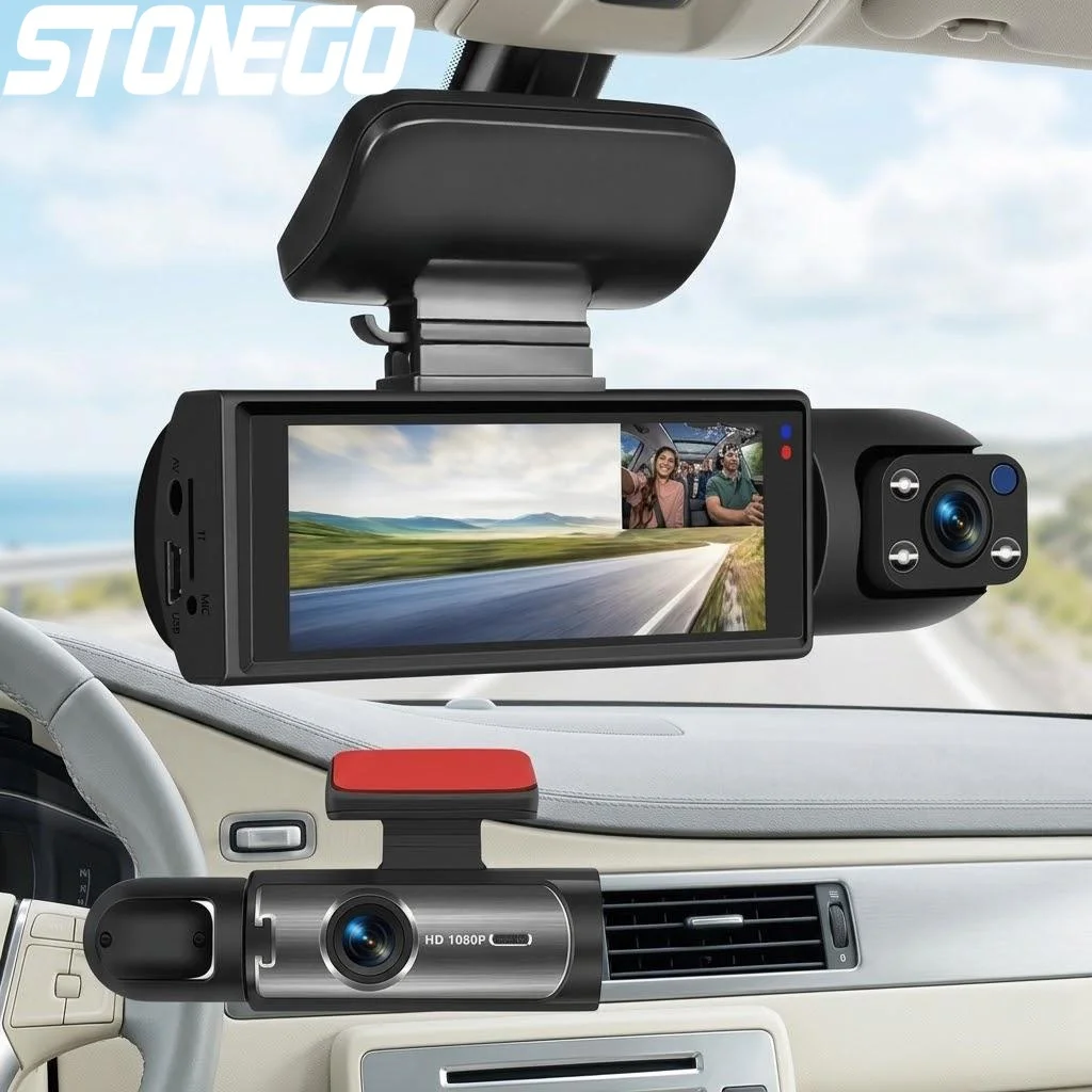 

Видеорегистратор 1080P HD с двумя камерами (передняя и задняя), ИК ночным видением, G-сенсором и 3,16-дюймовым IPS-экраном