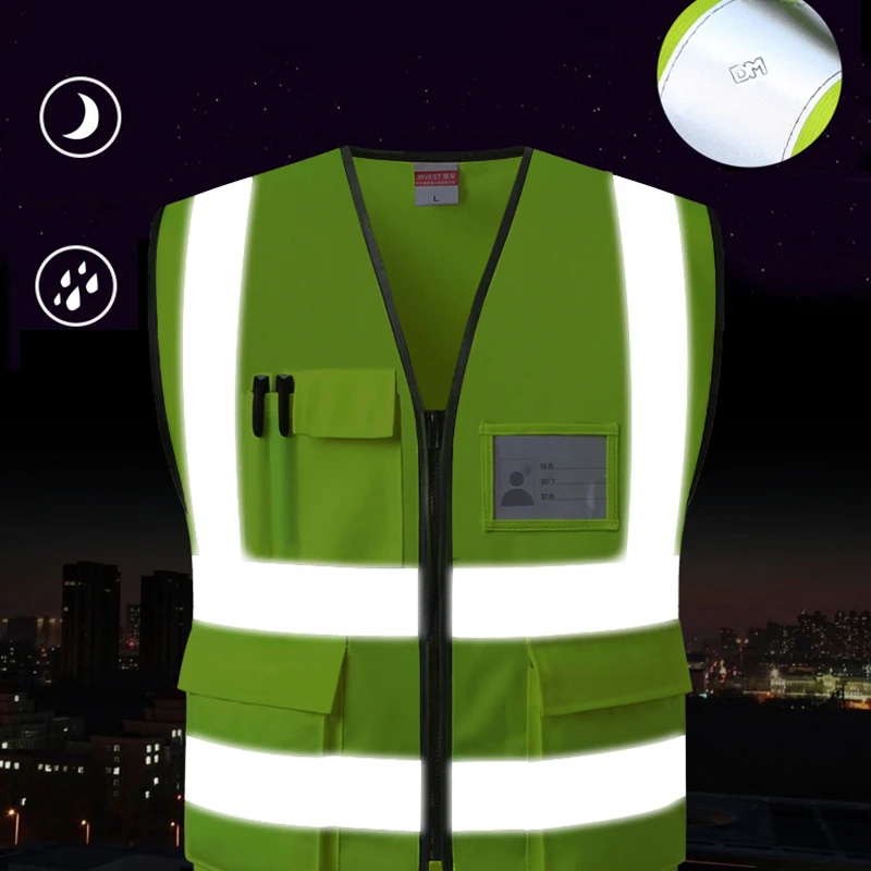 Mesh Safety Vest High Visibility Reflective Vest with Pockets and Zipper Meets ANSI/ISEA Standards