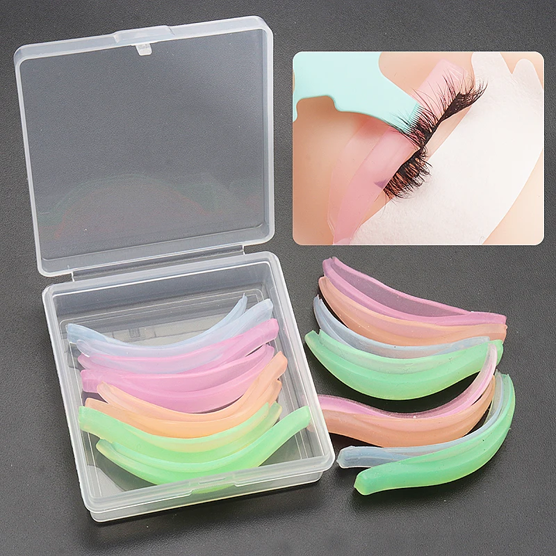 8 Pcs/Box Multi Color Jelly Perm Eyelash Pad Lifting Silicone Stripe Reusable Eye Lashes Extension Lifting Curler Makeup Tools