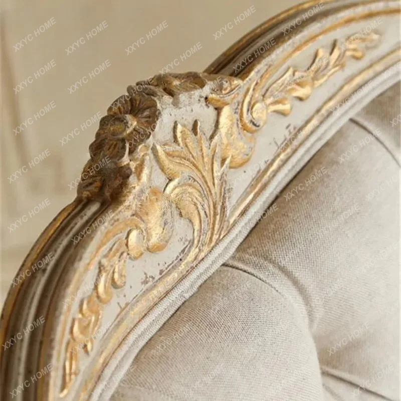 XX  solid wood chaise longue living room carved lounge chair retro old golden studio photography buckle