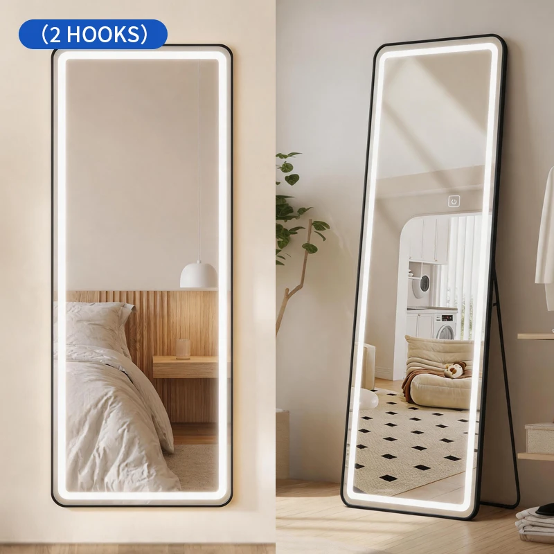 Smart MirrorJoystar LED Fitting Room Mirror 40x160cm Front-lit Full Length Dressing Mirror Modern Design Freestanding Touch Swit