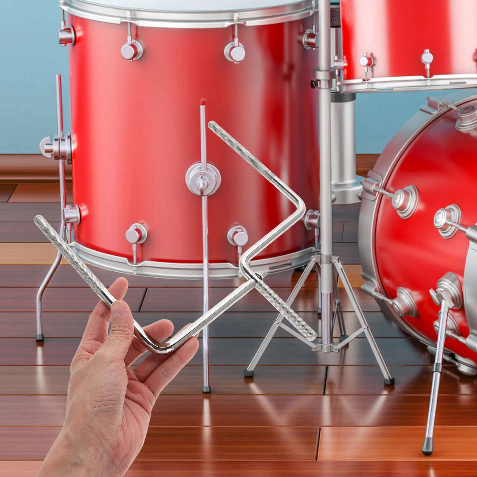 

1pcs Cowbell Mounting Stand Durable Iron U-shaped Arm Double Head Connecting Rods Drum Kit Accessory Compact Portable