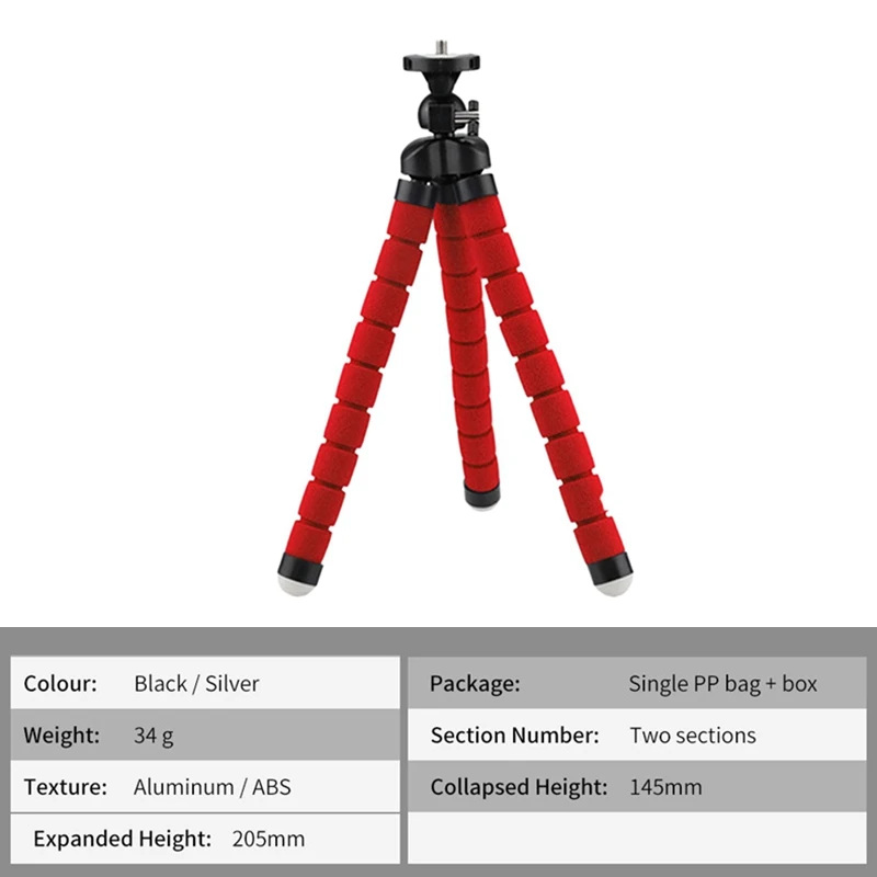 Mini Tripod For Phone Tripe Yg300/Yg230 Projector Camera Portable Tripod Can Be Bent (Red)