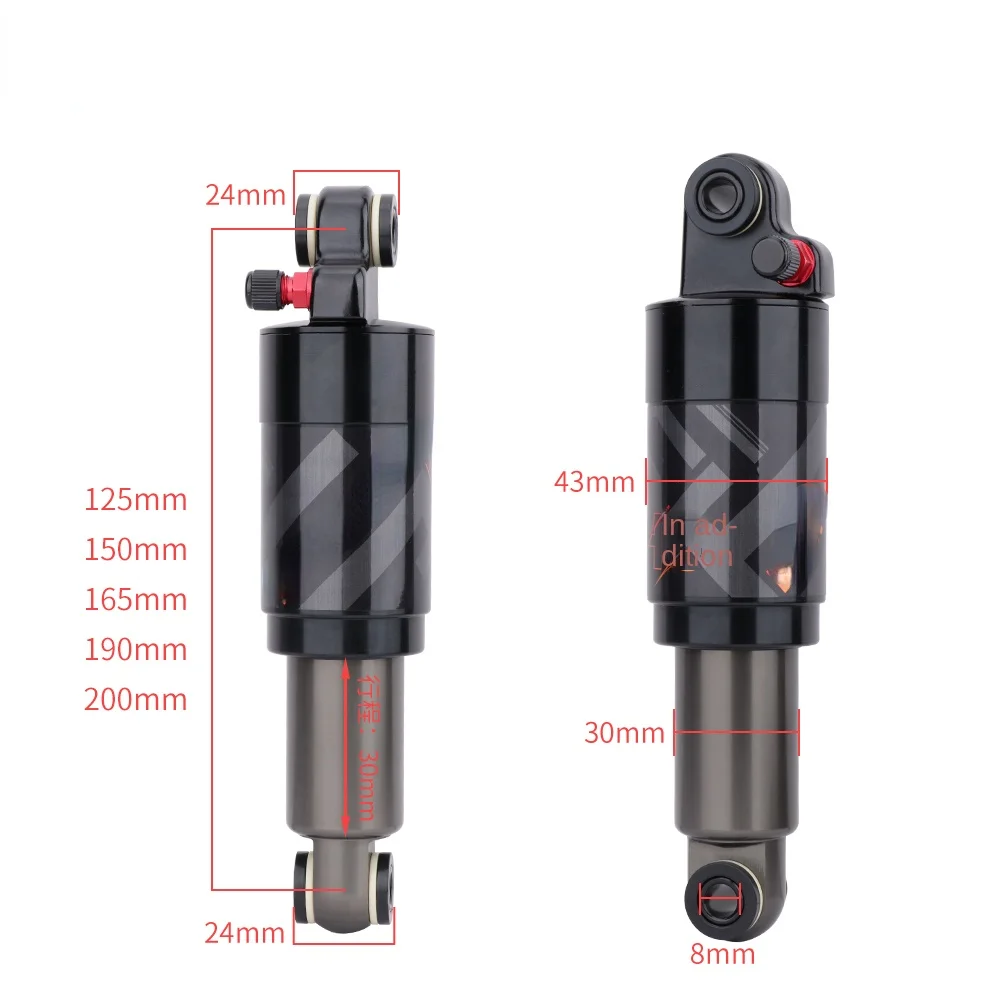 PNEUMATIC SHOCK ABSORBER, SOFT TAIL BICYCLE REAR TANK 125/165/190MM MOUNTAIN BIKE MID-MOUNT SHOCK ABSORBER