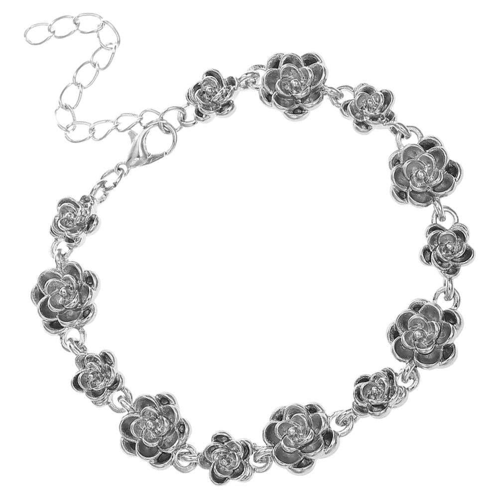 

Vintage Rose Bracelet Women Wrist Jewelry Floral Alloy Durable Fade Resistant Romantic Charm Elegant Accessories Daily Occasions