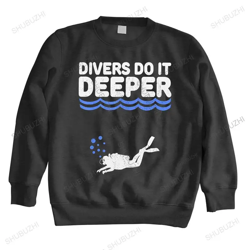 Unique Scuba Diving sweatshirts Tops for Men long sleeves Divers Do It Deeper Underwater Adventure Cotton Dive hoodie Appare