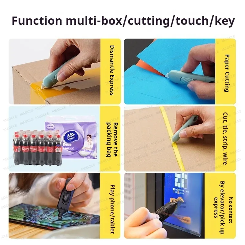 Kawaii Portable Cutting Tools Mini Ceramic Utility Knife Safe Blades Box Packaging Opener with Keychain Hang Hole Locks