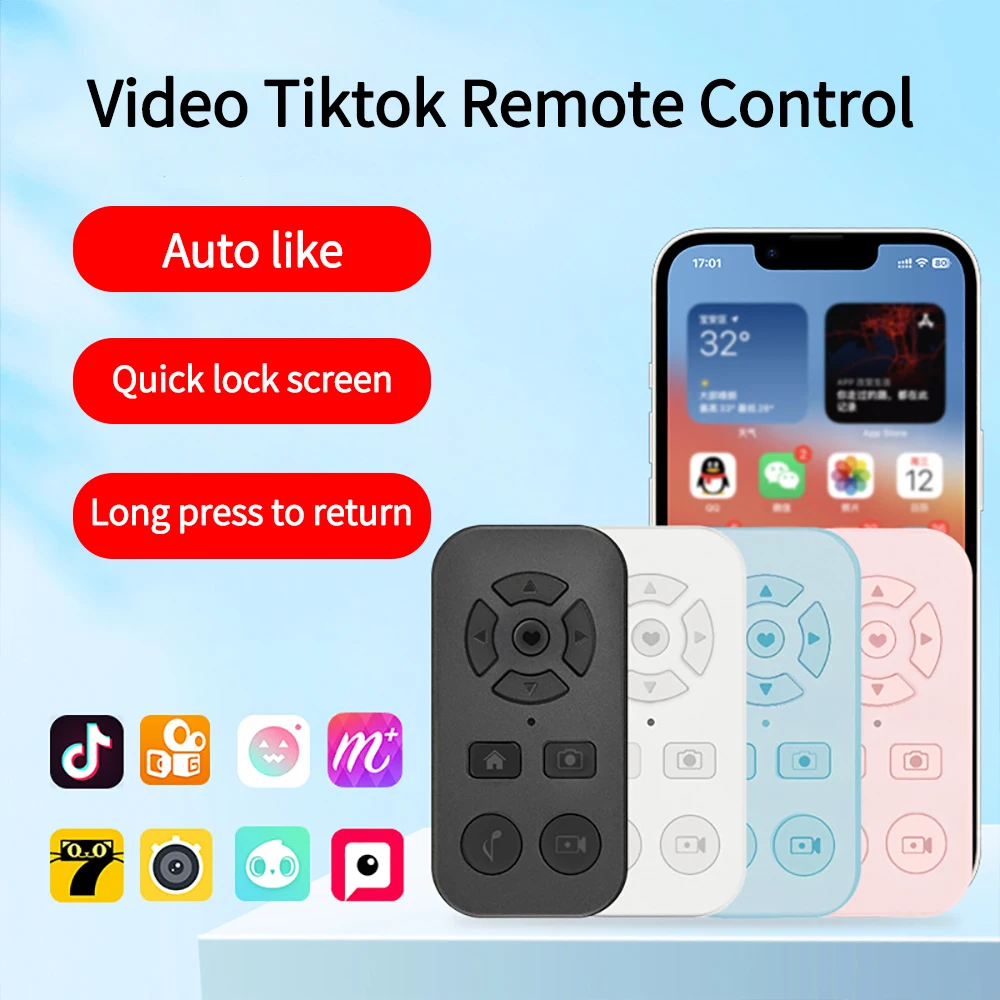 9-Key Bluetooth Remote Controller Button for Mobile Phone Selfie Shutter Release Tik Tok e-book Page Turning Wireless Controller