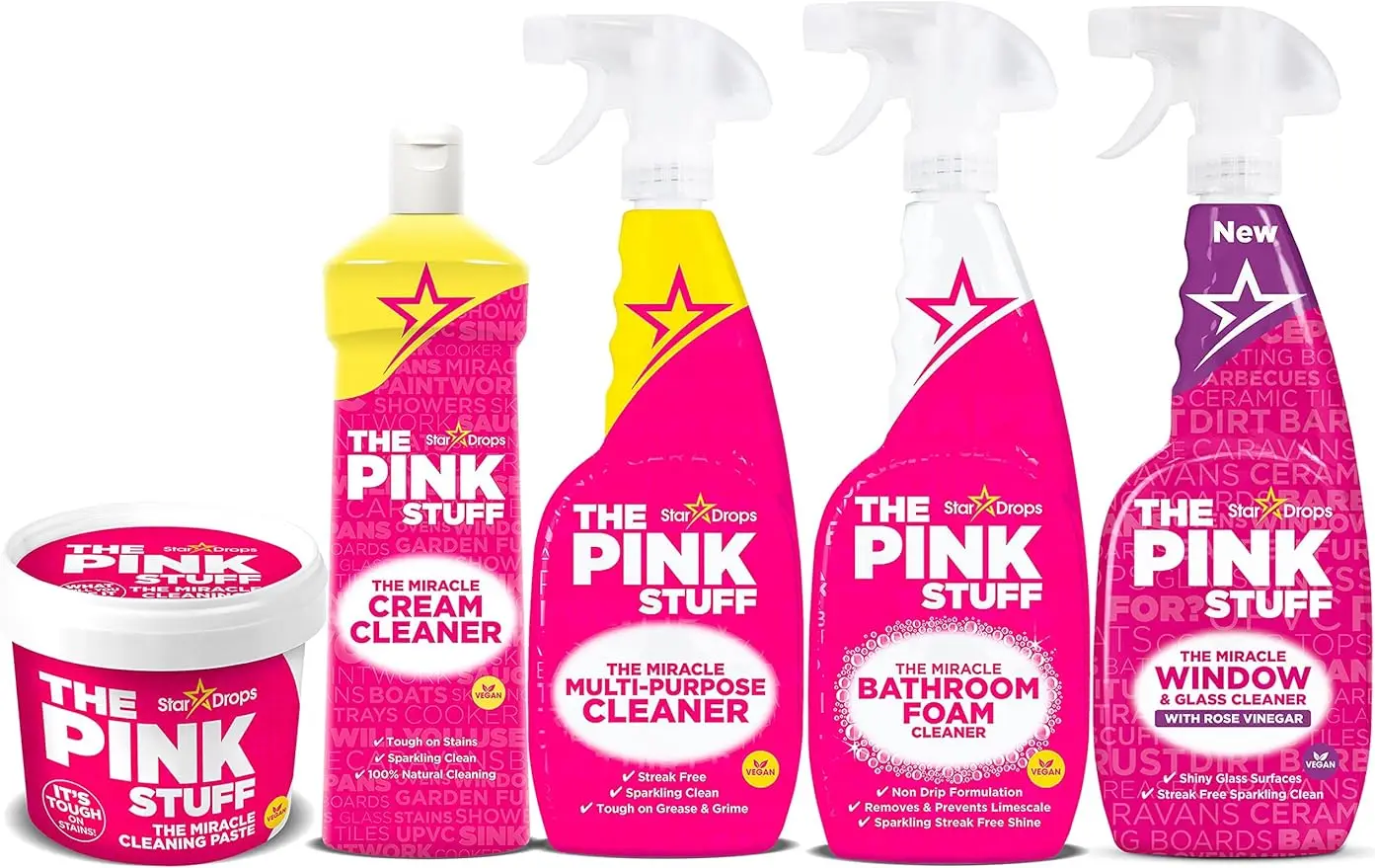 

The Pink Stuff The Miracle Cleaning Paste Multi-Purpose Spray Bathroom Foam Spray Window & Glass Cleaner