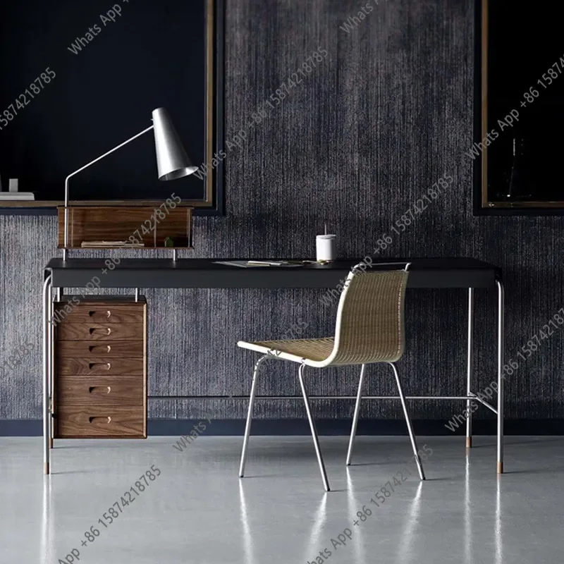 yW Bauhaus minimalist desk retro style with locker computer desk stainless steel designer desk 1