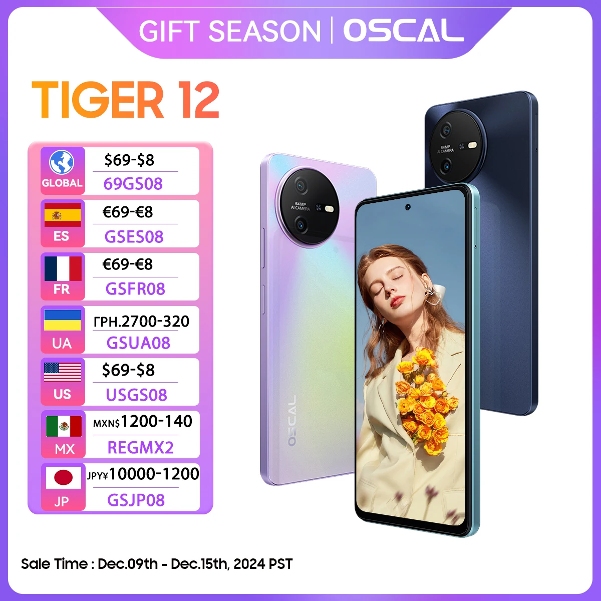 [World Premiere] OSCAL TIGER 12 Smartphone Android13 Helio G99 6.78\'\' 120Hz 2.4K Display Cell Phone 24GB 256GB 64MP Mobile Phone