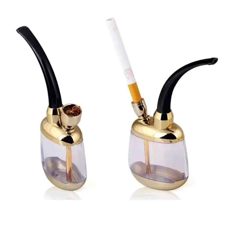 Portable Tobacco Pipe Acrylic Water Smoking Pipe Shisha Hookah Bicirculation Filter Cigarette Holder for Healthy