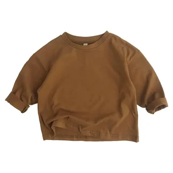 Solid Cotton Kids T-Shirt 5 Autumn New Solid Color Children's Cotton T-shirt Long Sleeved Boys and Girls Top Fashion Children's Wear Baby T-shirt 5