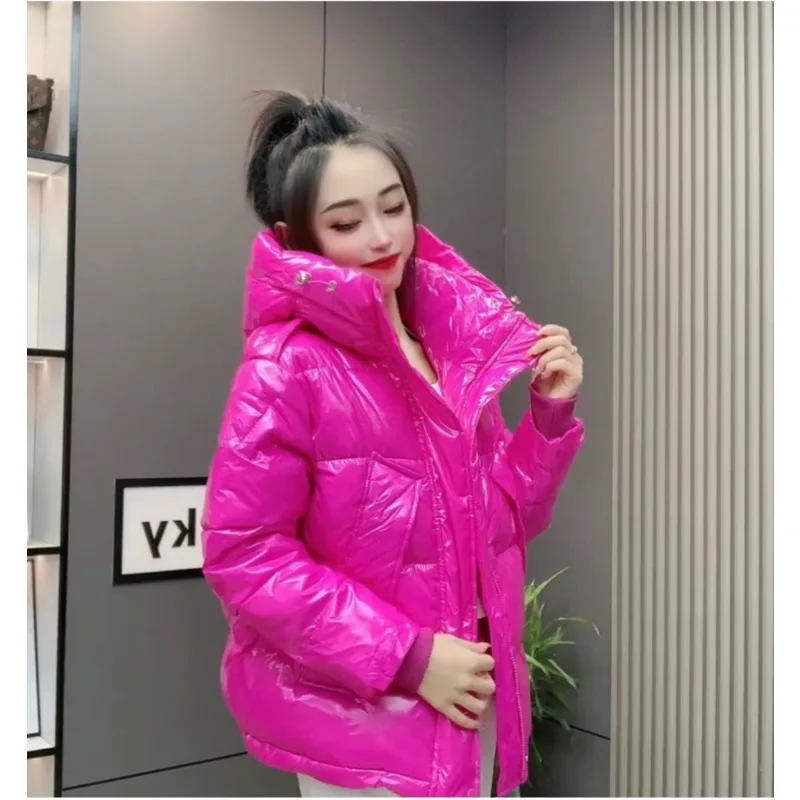 

Popular No-wash Candy Colorful Down Cotton-padded Jacket Women's Winter Wear New Hooded Bread Jacket Outerwear Are All Trendy