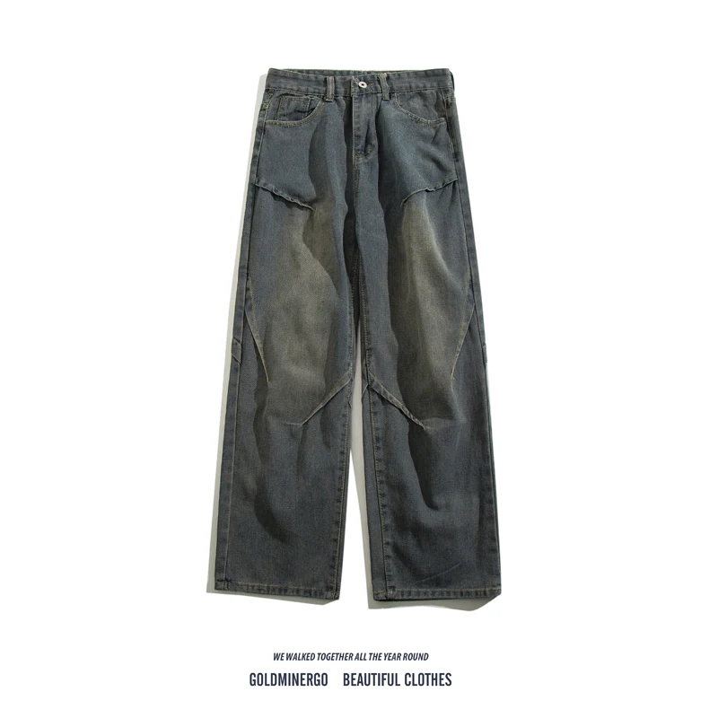 

Мужские джинсы Waed Distred Deconstructed: весенне-осенние, свободные, прямого кроя, повседневные, длинные брюки в уличном стиле