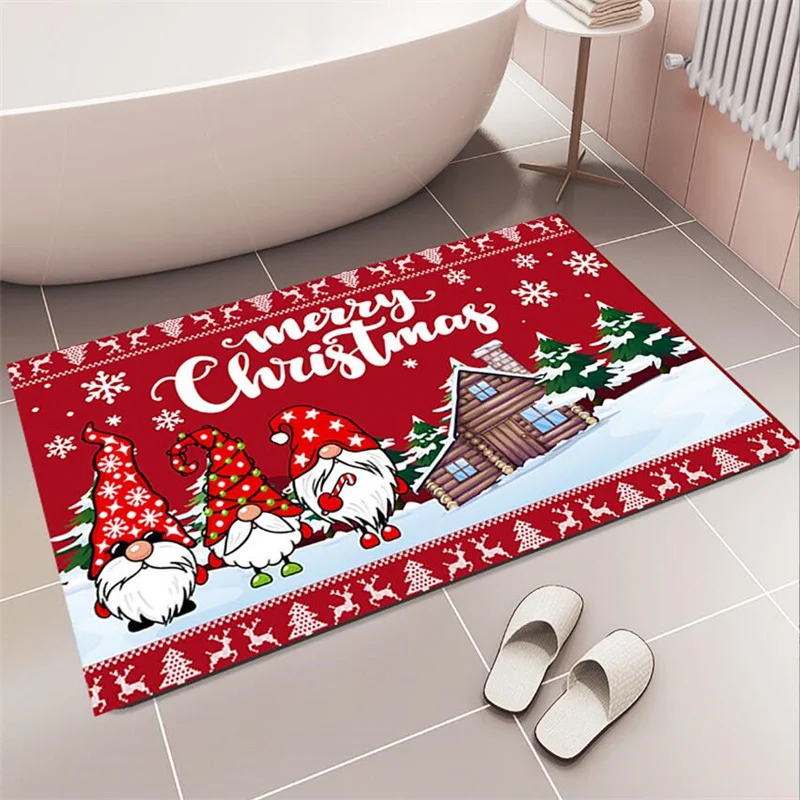 

40*60CM Christmas Carpet Diatom Mud Thickened Anti Slip Water Absorbent Door Mat For Household Doors Entrance Mat For Home Doors