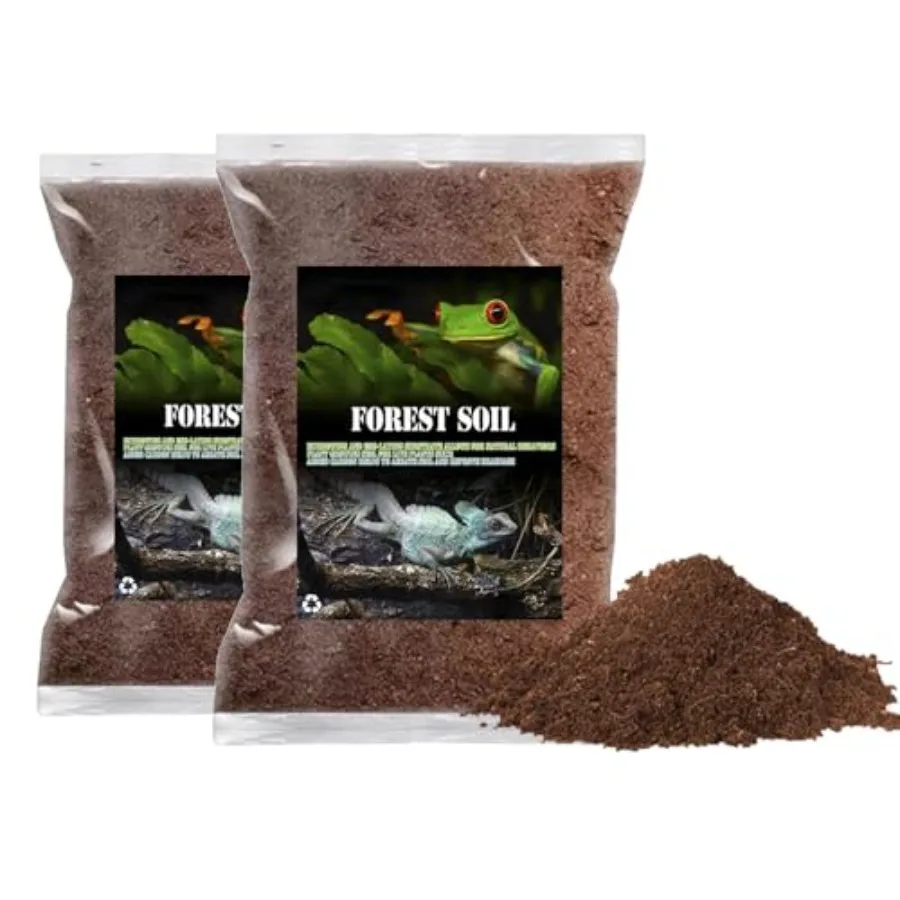 

2PCS Reptile Soil Substrate, Fluffy Small-Strand Reptile Substrate, Natural Terrarium Bioactive Soil Bedding for Snakes, Lizard