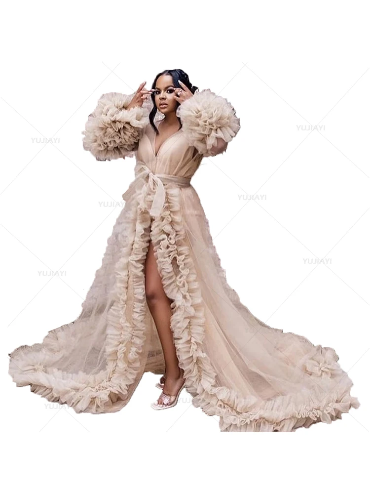 Robe de Bal en Tulle Moelleux pour Femme, Pyjama Boudoir à Manches sulf, Vêtements de Nuit, pour ixde Mariage