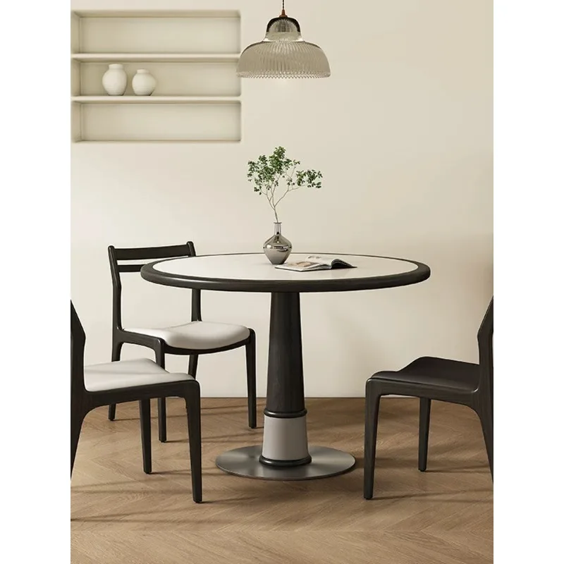 โต๊ะอาหารไม้จริงสไตล์ยุคกลาง ขนาดเล็ก ลายแมลงปอ ไม้สีวอลนัท