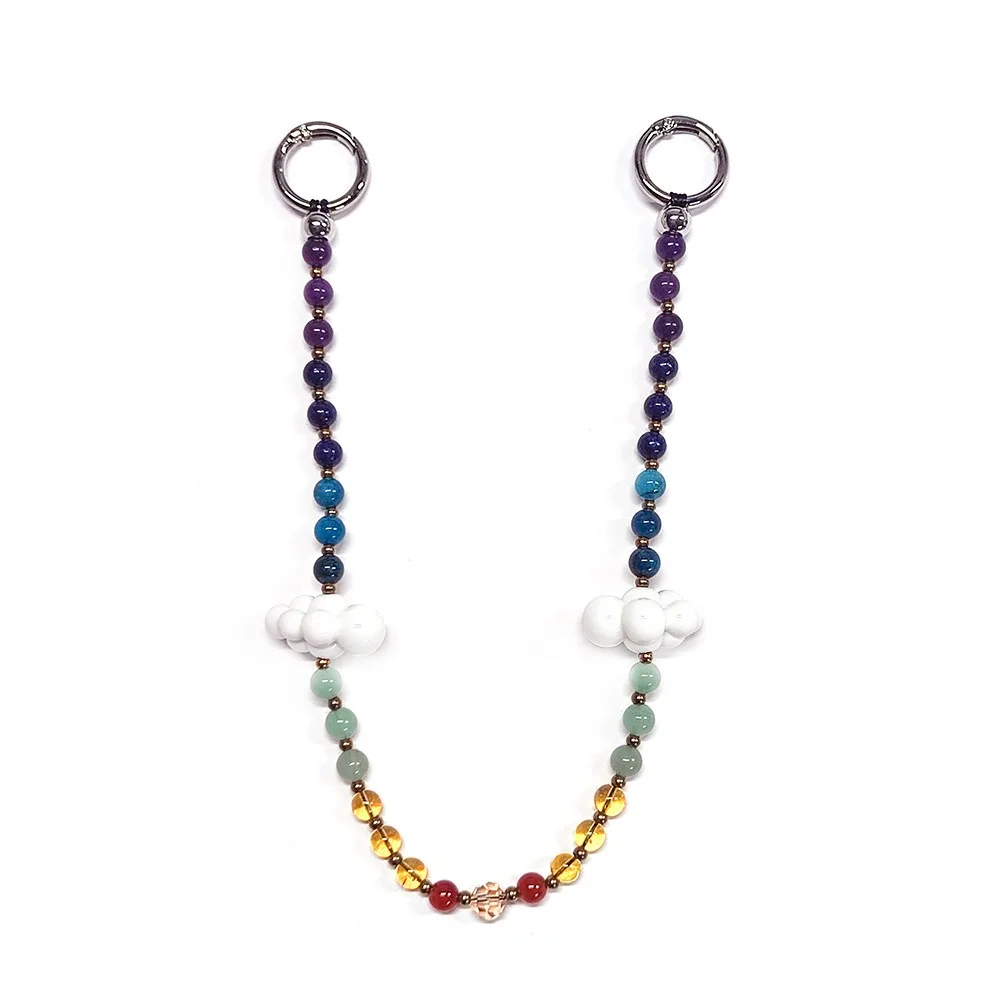 

Y2K Big Size Heart Keychain Yellow Duck Crystal Beads Double Love Bag Pendant Glass Rice Beads Alloy Charm Beads Keyring