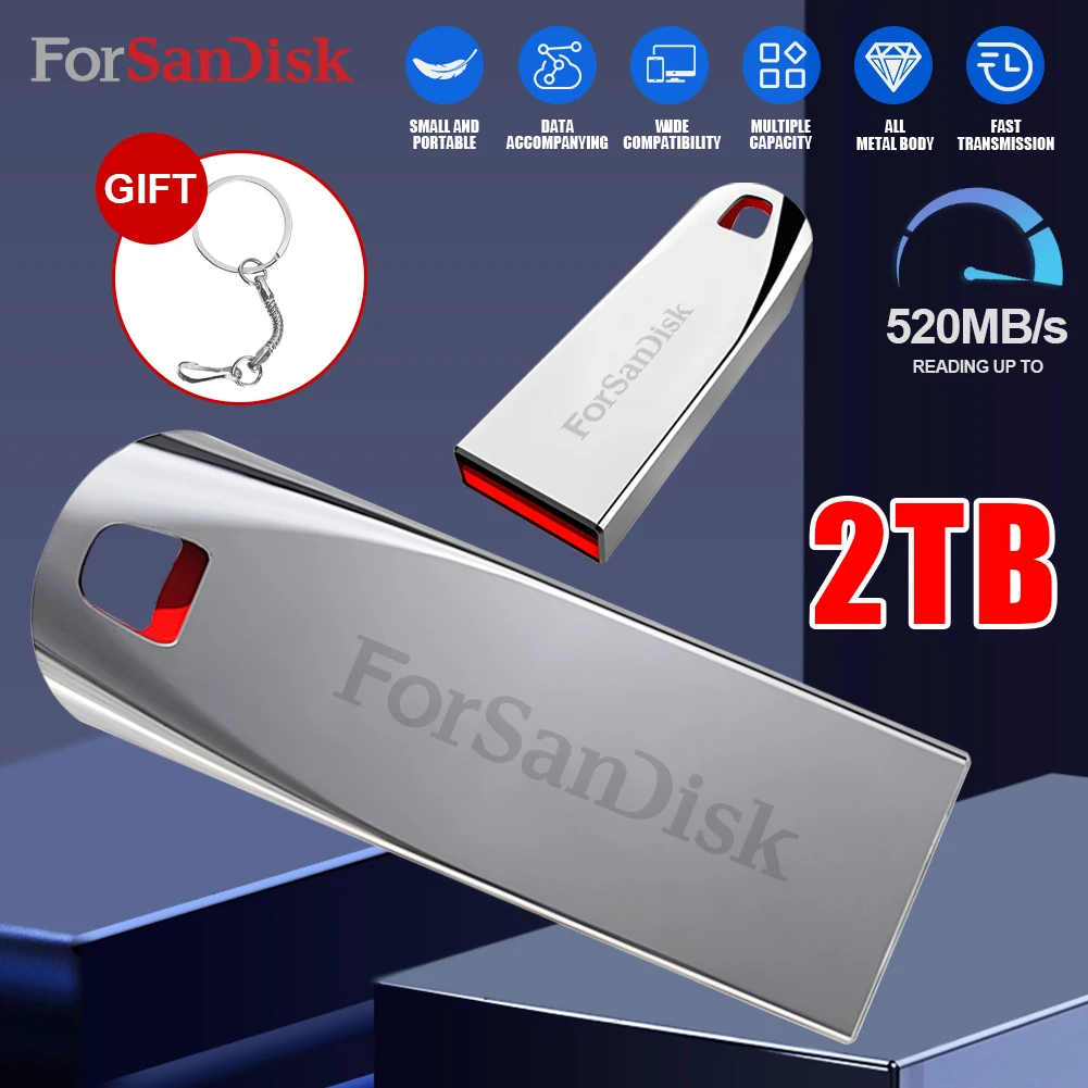 Forsandisk Flash Drivers 256Gb No-Slip High Speed Usb 3.0 Pendrive 1Tb Usb Stick 2Tb Key Usb Memory Stick Adapter Laptop/Telefoon