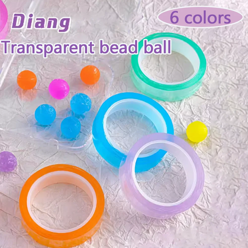 

6 шт., прозрачные липкие шарики с кристаллами льда, 6-цветный набор ниток, наклейки для снятия стресса «сделай сам», шарики, клейкая лента
